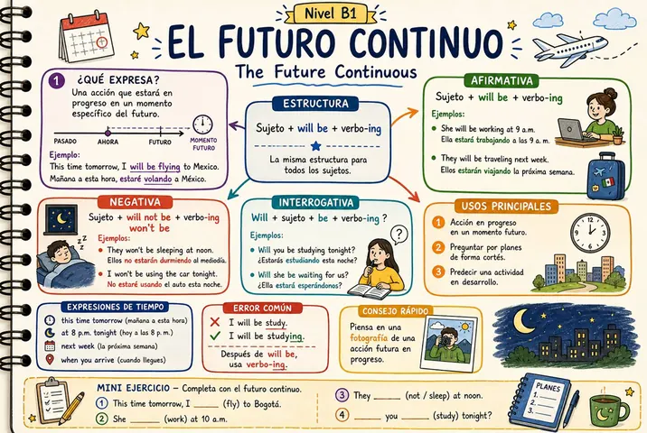 Mapa mental: El futuro continuo, Nivel B1